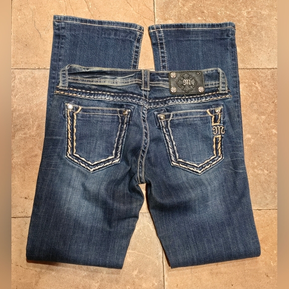 Miss Me Boot Cut Distressed Embellished Denim Jeans - Picture 1 of 14